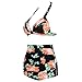 WONDER-BEAUTY Women Push Up Padded Floral High Waisted Bikini Swimsuit