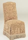 Powell Camel Back Parsons Chair with Straight Skirt in Flashback Chenille Tapestry Fabric with Fringe Trim