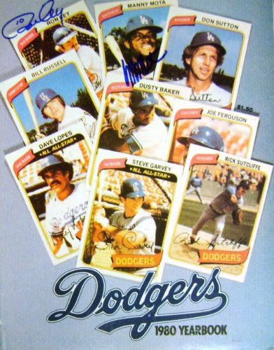 1980 Los Angeles Dodgers Yearbook autographed by Rick Monday Ron Cey Dave Goltz Joe Beckwith Manny Mota