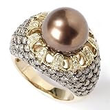 14K Gold Chocolate South Sea Cultured Pearl & Diamond Ring