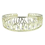 10KGoldOverSterlingSilverDiamondAccentCuffBracelet