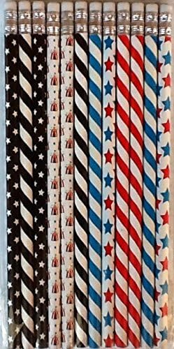 Mix & Match ~ Wooden Designed Pencil Packs 2HB #2 Lead ~ School Office & Desk Supply ~ (Party Pizzazz USA 12 Count)