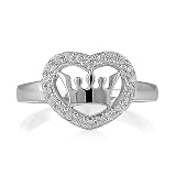 516zzGjBL9L. SL160  Sterling Silver Cubic Zirconia CZ Crown and Heart Fashion Right Hand Ring