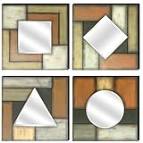 Graphics International Four Piece Set Wooden Was Décor with Mirror Graphics International Four Piece Set Wooden Was Décor with Mirror
