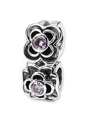 Sterling Silver Reflections Pink Cz Connector Bead