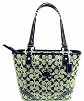 Coach Coated Canvas Signature Heritage Chelsea Zip Tote Bag 18917 Black White Only For $298.00