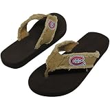 NHL Montreal Canadiens Unisex Frayed Flip Flops - Khaki (Small)