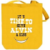 It's Time To Give Alvin A Kiss Male Names Tote Bag (Yellow, Canvas, Unisex)