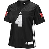 NCAA adidas Nebraska Cornhuskers #4 Women's Fashion Football Jersey - Black (Small)