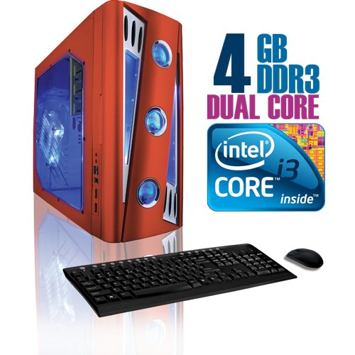 CybertronPC X-Cruiser 2 CINN11202SRL, Red, Intel Core i3 Dual-Core 2.93GHz, 4GB DDR3, 500GB Hard Drive, DVDRW w/LightScribe, GeForce GT220, 400 Watt Power Supply, No O/S, 1 Year Parts & Labor Warranty