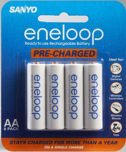 Sanyo Eneloop AA NiMH Pre-Charged Rechargeable Batteries – 8 Pack