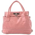 Chic Office Tote Soft Leatherette Embossed Ostrich Double Handle Satchel Handbag Shoulder Bag w/Detachable Strap