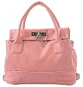 Chic Office Tote Soft Leatherette Embossed Ostrich Double Handle Satchel Handbag Shoulder Bag w/Detachable Strap