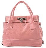 Chic Office Tote Soft Leatherette Embossed Ostrich Double Handle Satchel Handbag Shoulder Bag w/Detachable Strap