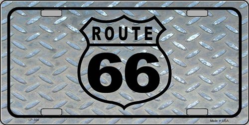 America sports Route 66 Shield Diamond Plate Toolbox Background License Plate