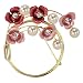 Crescent Crystal Flower Venetian Pearl Brooch Pin - Pink Crescent Crystal Flower Venetian Pearl Brooch Pin - Pink