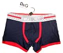 DOLCE & GABBANA "Newport Navy" Herren Logo Boxer Shorts Stretch-Cotton (Blau/Rot)