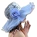 LOCOMO Women Floral Pattern Chiffon Layer Kentucky Derby Wide Brim Hat FFH148BLU