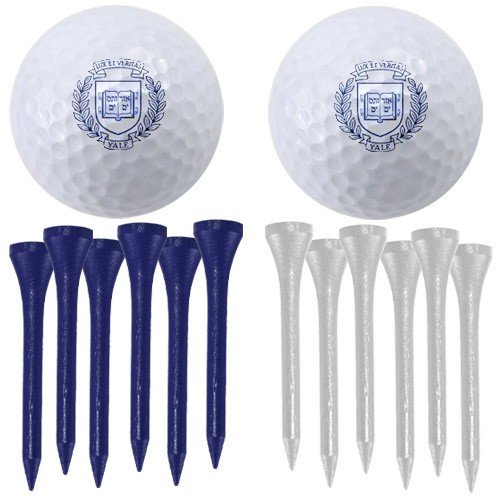 Yale Bulldogs Two Golf Balls And Twelve Tees Set
