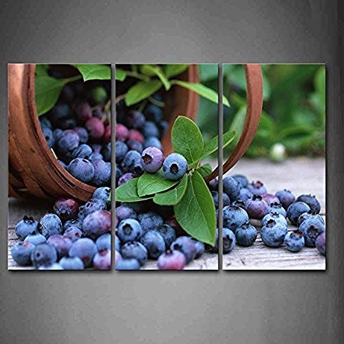 Korean Fashion Blueberry With Green Leaf In Basket Wall Art Painting Pictures Print On Canvas Food Wall Decor