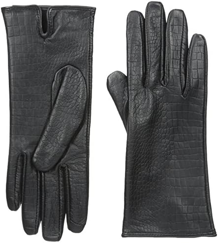 Gloves International Women's Embossed Leather Gloves, Black, Small