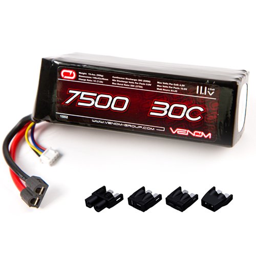 Venom 30c 3s 7500mah 11.1v lipo battery with universal …