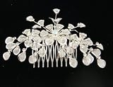 Central Flower With Silvery Leaves Crystals Decorated Hair Comb 1109 517%2BXoEXH9L. SL160 Central Flower With Silvery Leaves Crystals Decorated Hair Comb 1109