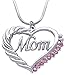 cocojewelry Mother's Day MOM Word Engraved Heart Love Pendant Necklace Gift for Mom