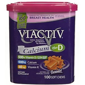Viactiv Calcium (500mg) plus Vitamins D & K, Chocolate Mint, 60-Count Soft Chews