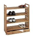 Wenko 18608500 Nordic Schuhregal - 4 Etagen, ausziehbare Schublade, Walnussholz, 70 x 29.5 x 81 cm