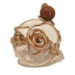 Quartz Ring 05 Wire Wrapped Very Clear Crystal Healing Goldstone Copper Stone Size 5