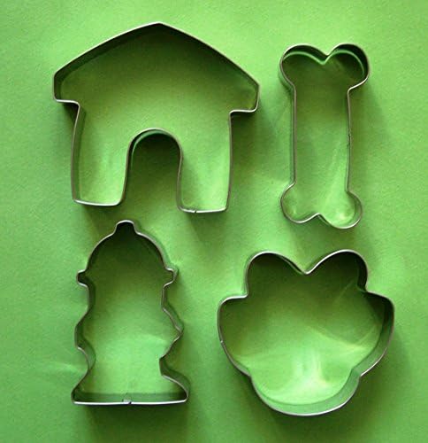 LAWMAN Dog bone paw kennel house hydrant fondant pastry baking cookie cutter set