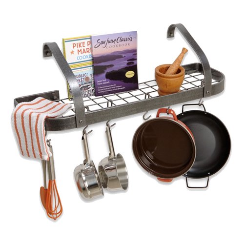 Enclume PR36-HS Elite Bookshelf Pot Rack, Hammered Steel