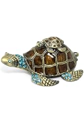 Welforth Turtle on Turtle Jewelry Box w/ Crystals