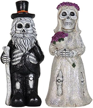 Resin 12-inch Married Skeleton Gnome Couple (Set of 2)