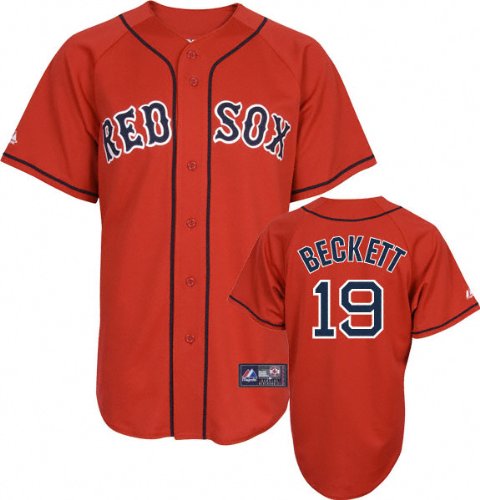 MLB Men's Boston Red Sox Josh Beckett Scarlet Alternate Short Sleeve 6 Button Synthetic Replica Baseball Jersey Spring 2012  (Scarlet, Medium)