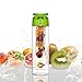 23 Oz Sport Water Bottle With Fruit Infuser And Carrying Handle,With Locking Flip Top Lid And Carrying Handle - BPA FREE - Made With Tritan Copolyester-- (Many Color Option) (Green)