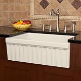 30 Fabrizio Single Bowl Fireclay Farmhouse Sink with Fluted Apron Front - Biscuit