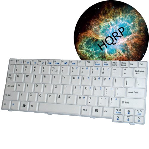HQRP Keyboard for Acer Aspire One ZG5 Netbook / Subnotebook (White) Replacement plus HQRP Coaster