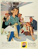 1959 Ad Socialite Pepsi Cola Bottle Soda Pop Fashion Modern Living Party Social - Original Print Ad