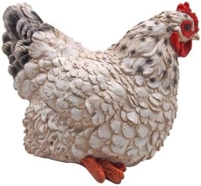 25Cm Cute Resin Sitting White Hen / Chicken Ornimant Statue Great Detail Cute