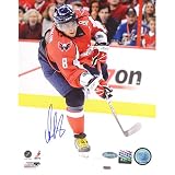 NHL Alexander Ovechkin Red Jersey Slap Shot Vertical Autographed 8-by-10-Inch Photograph