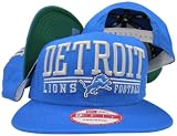 Detroit Lions Solid Blue Two Bar Block Plastic Snapback Adjustable Plastic Snap Back Hat / Cap
