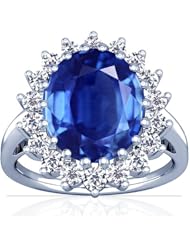 Platinum Oval Cut Blue Sapphire Ring With Sidestones (GIA Certificate)