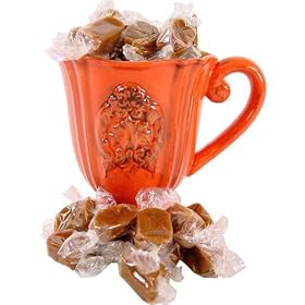Heavy glazed shapely European style coffee mug Fall colors, Green with Salted butter... by B&B