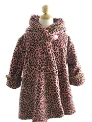 Corky And Company Girls Pink Leopard Wrap Swing Winter Coat