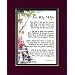 "For My Wife" A Sentimental Gift. 8x10 Poem, Double-matted in Burgundy/Dark Green & Enhanced With Watercolor Graphics. A Gift For A Wife.