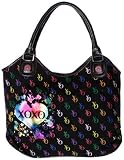 XOXO Black Multi Cirque Tweed Tote Bag