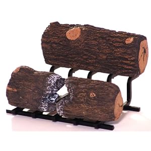 LCM Direct EZ Log Simulated Log Set With Wrought Iron Grate