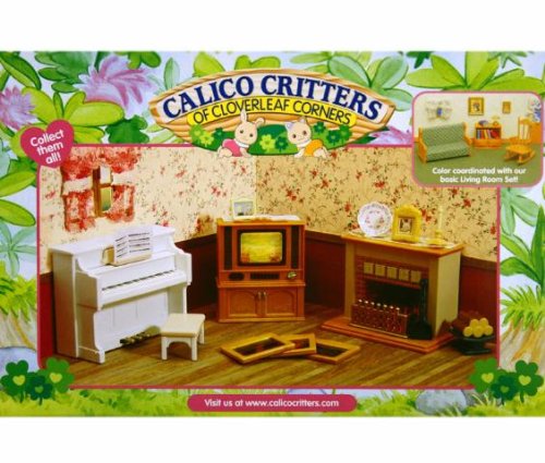 Childrens Toyshop  Toys : Dollhouse Living Room Accessories Set with Fireplace/ Piano/ TV